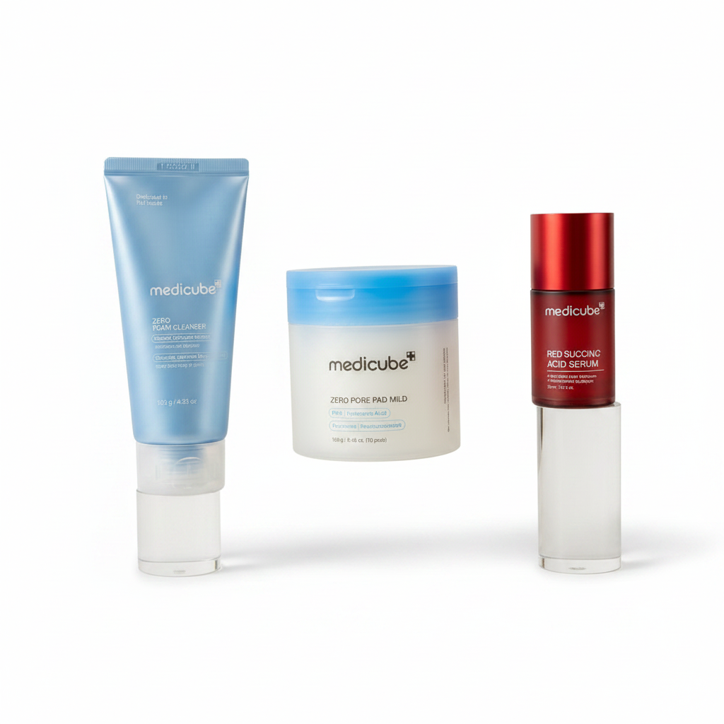 Glass Skin Starter Kit — 3 Medicube products on white background